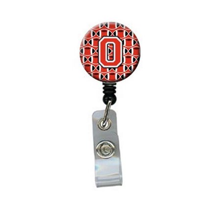 CAROLINES TREASURES Letter O Football Scarlet and Grey Retractable Badge Reel CJ1067-OBR
